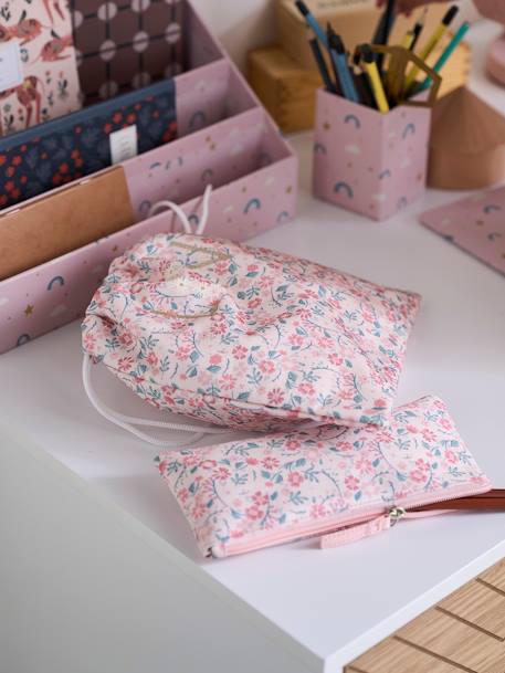 Floral Lunch Bag for Girls PINK LIGHT ALL OVER PRINTED - vertbaudet enfant 