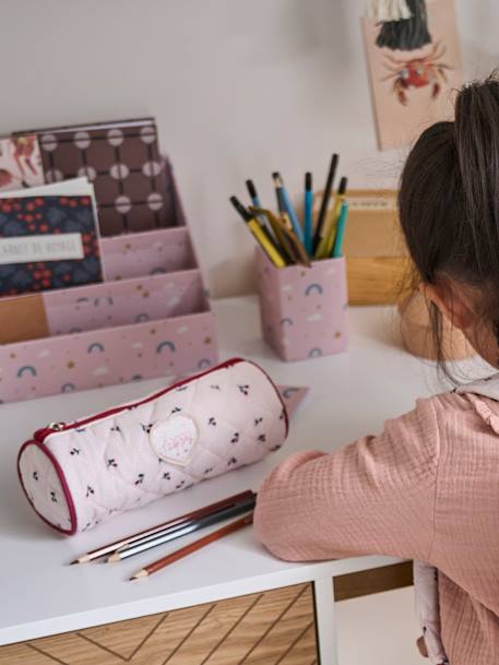 Padded Pencil Case with Cherries, for Girls PINK LIGHT ALL OVER PRINTED - vertbaudet enfant 