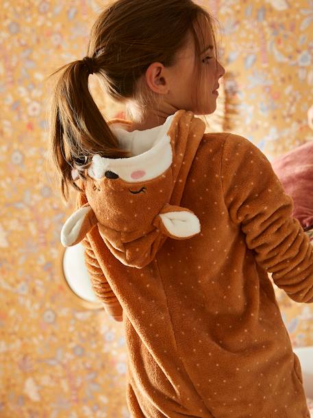 Fox Onesie for Girls BROWN LIGHT SOLID WITH DESIGN - vertbaudet enfant 