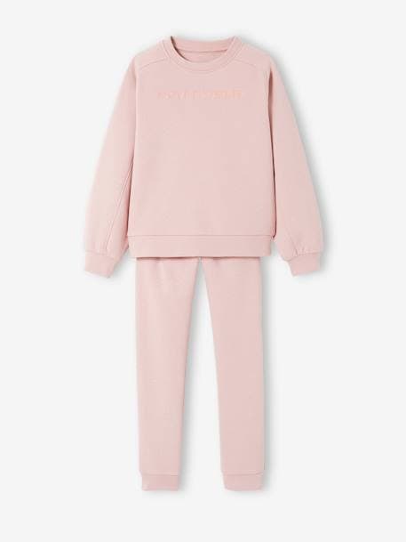 Move together Fleece Sweatshirt & Joggers Combo for Girls - pink