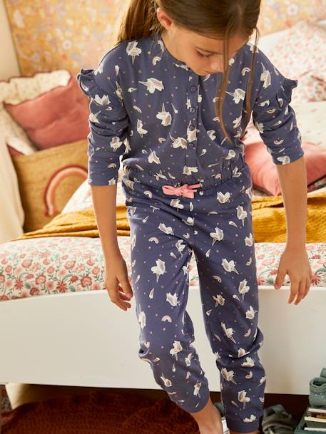Combi-pyjama licorne fille - bleu moyen, Fille