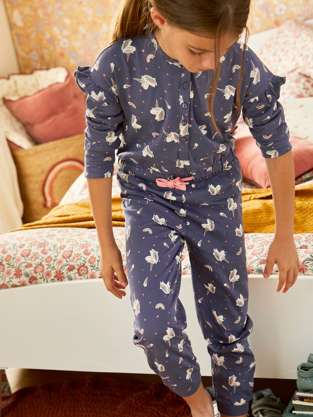 shumintaojin Kids Girl Pajamas Suits bluey Round Neck top Long-Sleeved Short-Sleeved Fashion Pajamas Red pueple 3-8yesar 