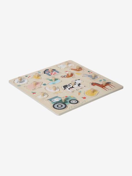 Lovely Farm Peg Puzzle in FSC®100% Wood BEIGE LIGHT SOLID WITH DESIGN - vertbaudet enfant 