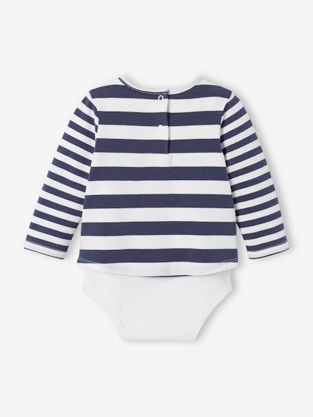 Long Sleeve Bodysuit Top in Stripes for Babies ecru - vertbaudet enfant 