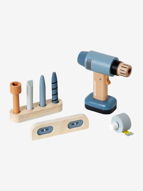 Drill/Screwdriver & Accessories in FSC® Wood GREY DARK SOLID WITH DESIGN - vertbaudet enfant 