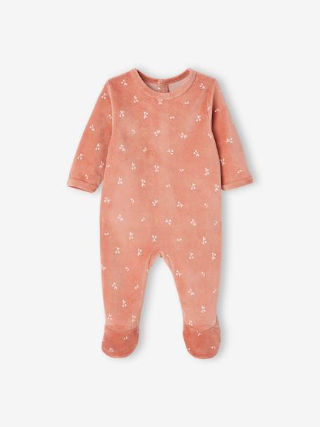 Pack of 3 Velour Sleepsuits with Front Opening for Babies PINK DARK 2 COLOR/MULTICOL OR - vertbaudet enfant 