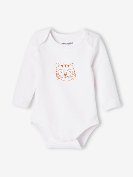 Pack of 5 Animals Long Sleeve Bodysuits for Newborn Babies, Cutaway  Shoulders - white light two color/multicol