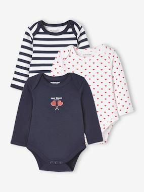 Pack of 3 Long Sleeve Bodysuits with Cutaway Shoulders, for Babies  - vertbaudet enfant