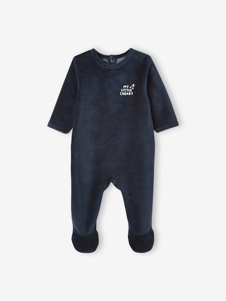 Lot de 3 pyjamas en velours bébé ouverture dos BASICS lot blush foncé - vertbaudet enfant 
