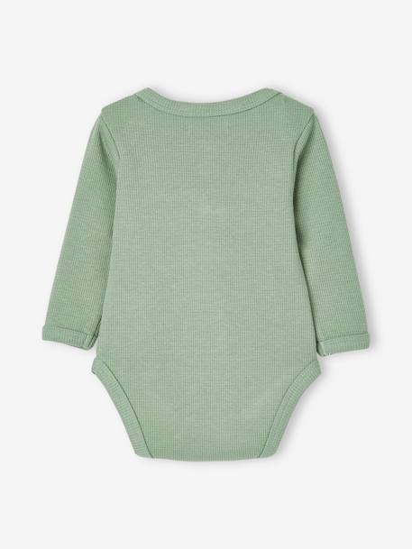 Pack of 2 Long Sleeve Honeycomb Bodysuits for Babies GREEN MEDIUM 2 COLOR/MULTICOLR+night blue - vertbaudet enfant 