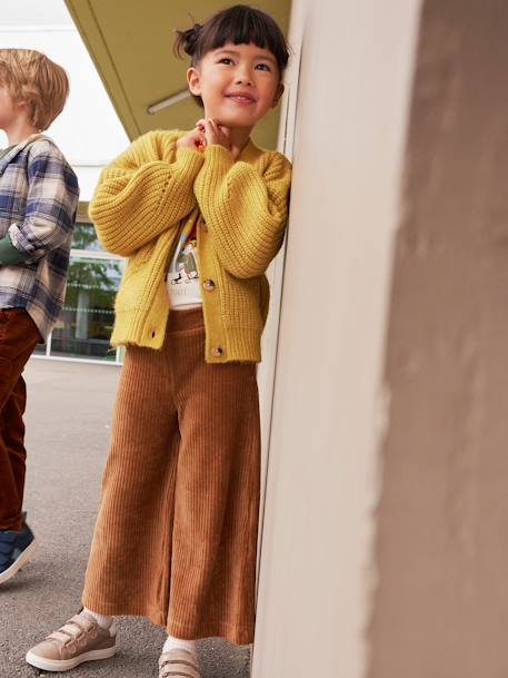 Pantalon fille large en velours anthracite+bleu grisé+écru+kaki+marron+prune+rose - vertbaudet enfant 
