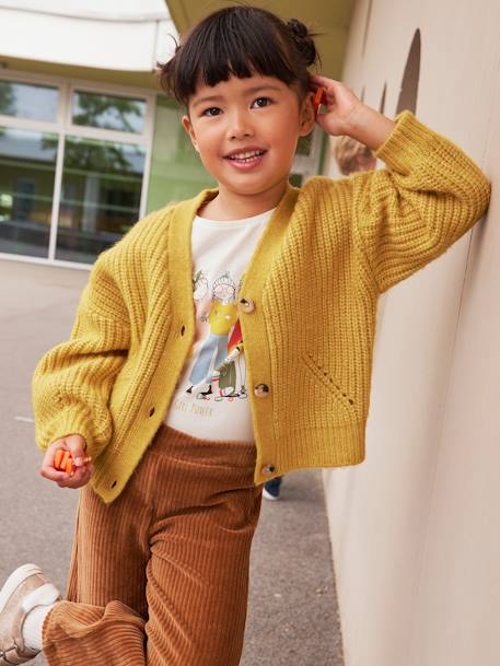 Pantalon fille large en velours anthracite+bleu grisé+écru+kaki+marron+prune+rose - vertbaudet enfant 