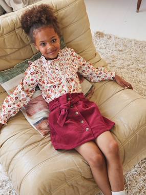 -"Paperbag" Style Skirt in Corduroy for Girls