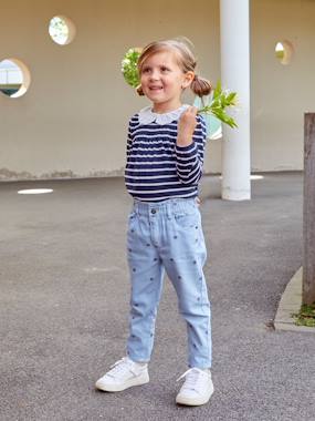 -"Paperbag" Trousers with Floral Print for Girls