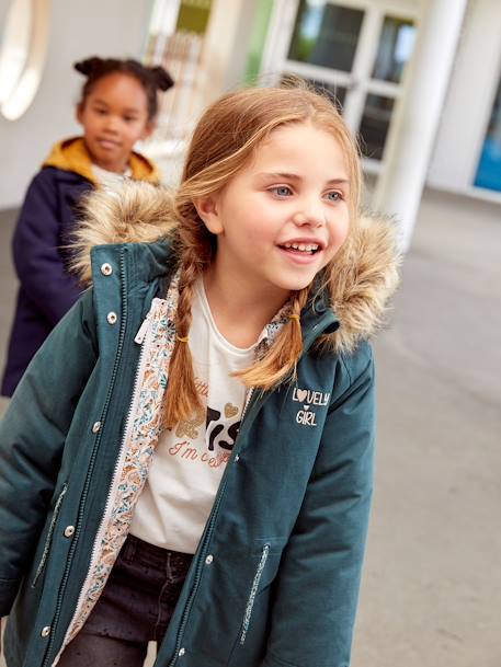 Parka fille 3 en 1 hiver à capuche DARK GREEN+kaki+PURPLE DARK+vert de gris - vertbaudet enfant 