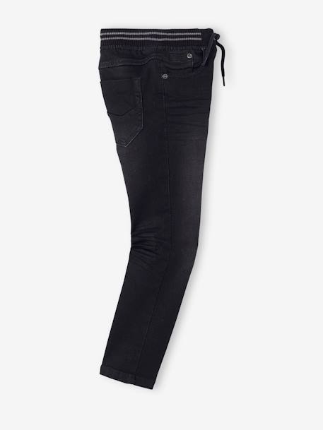 Jean garçon droit facile à enfiler denim effet molleton BRUT FONCE+denim black+denim bleached+denim gris+double stone+STONE MOYEN - vertbaudet enfant 