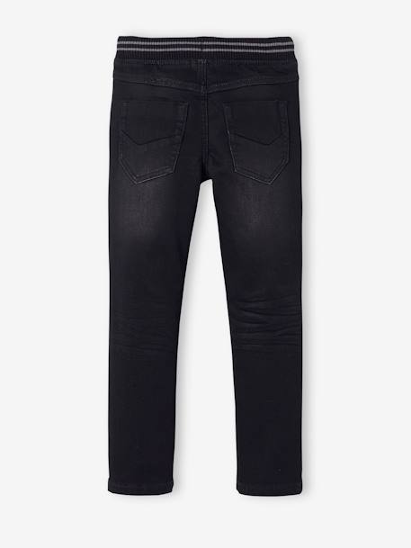 Jean garçon droit facile à enfiler denim effet molleton BRUT FONCE+denim black+denim bleached+denim gris+double stone+STONE MOYEN - vertbaudet enfant 