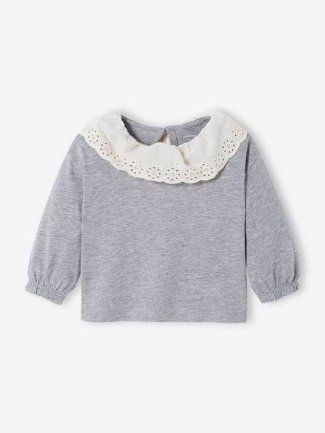 Top with Broderie Anglaise on the Collar, for Babies  - vertbaudet enfant 
