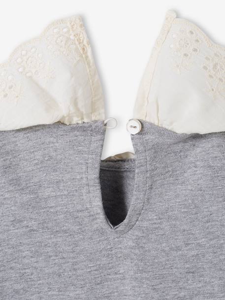 Top with Broderie Anglaise on the Collar, for Babies marl grey - vertbaudet enfant 