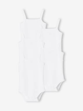 Pack of 5 Bodysuits with Fine Straps, in Interlock Knit Fabric, for Babies  - vertbaudet enfant