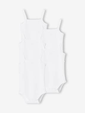 Baby-Bodysuits-Pack of 5 Bodysuits with Fine Straps, in Interlock Knit Fabric, for Babies