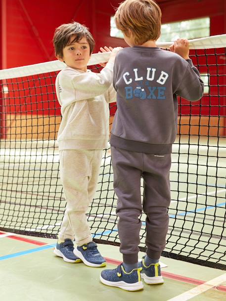 Sports Combo: Fleece Sweatshirt + Joggers for Boys GREY DARK SOLID WITH DESIGN - vertbaudet enfant 