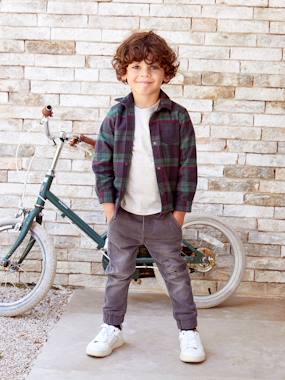 -Denim-Effect Fleece Joggers, Easy to Put On, for Boys