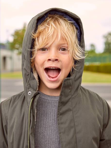 Parka garçon 3 en 1 blouson amovible kaki+lichen+Marine grisé+noix de pécan - vertbaudet enfant 