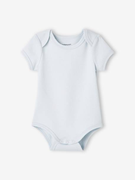 Pack of 7 Short Sleeve Bodysuits, Full-Length Opening, for Babies BLUE MEDIUM TWO COLOR/MULTICOL - vertbaudet enfant 