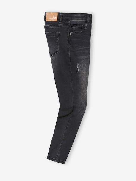 MEDIUM Hip MorphologiK Slim Leg Waterless & Distressed Jeans for Girls BLACK DARK SOLID+Dark Blue+Denim Blue - vertbaudet enfant 