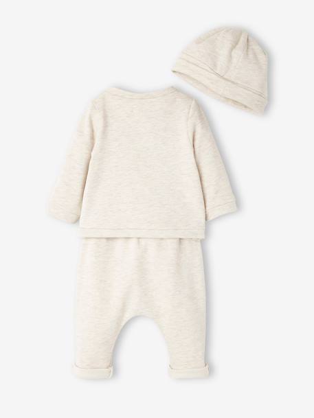 3-Piece Fleece Combo for Babies BEIGE MEDIUM MIXED COLOR+GREEN LIGHT SOLID WITH DESIGN+rosy - vertbaudet enfant 