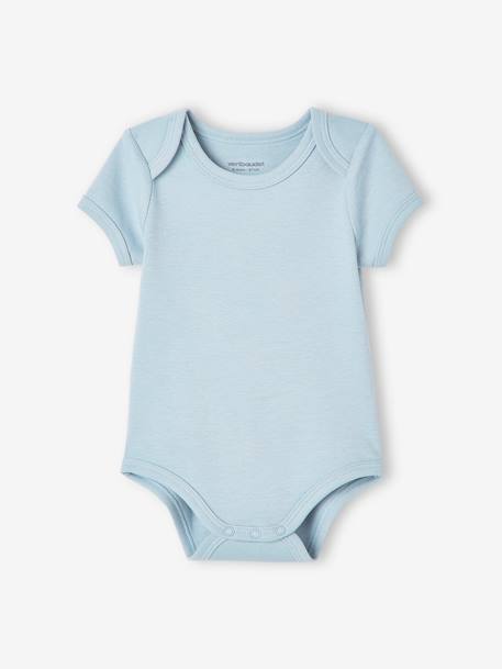 Pack of 7 Short Sleeve Bodysuits, Full-Length Opening, for Babies BLUE MEDIUM TWO COLOR/MULTICOL - vertbaudet enfant 