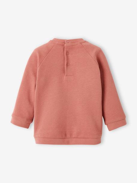 Fleece Sweatshirt for Babies BROWN MEDIUM SOLID WITH DESIGN+red - vertbaudet enfant 