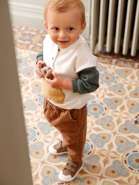 -Fleece Sweatshirt + Corduroy Trousers Combo for Babies