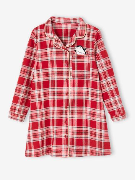 Chemise de nuit en flanelle et legging Noël fille carreaux rouge - vertbaudet enfant 