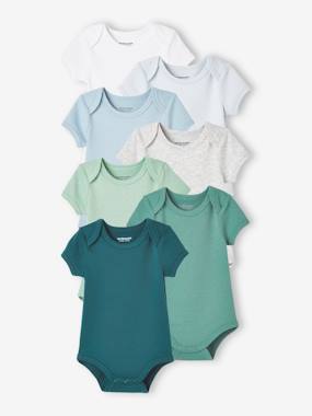 Pack of 7 Short Sleeve Bodysuits, Full-Length Opening, for Babies  - vertbaudet enfant