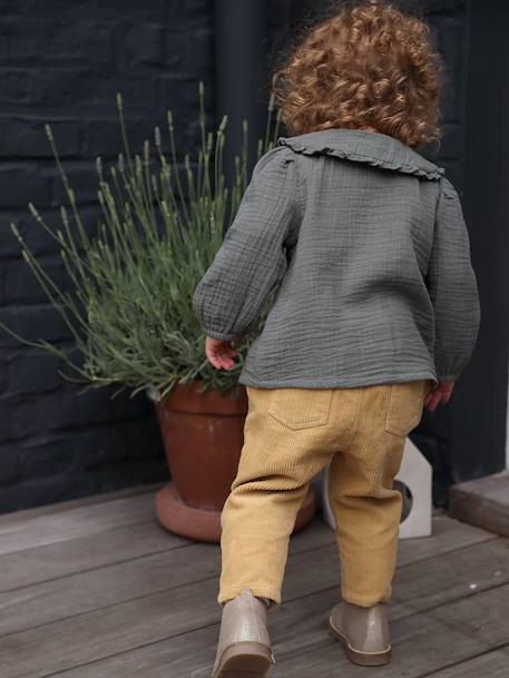 Pantalon en velours côtelé bébé moutarde - vertbaudet enfant 