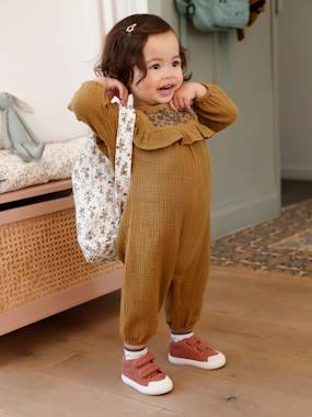 Embroidered Jumpsuit in Cotton Gauze, for Babies  - vertbaudet enfant