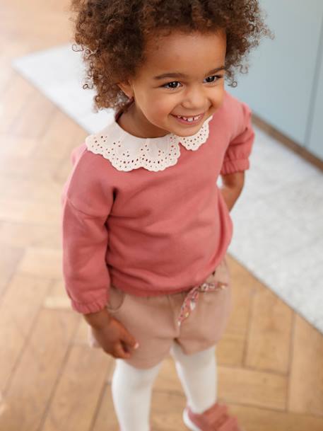 Shorts with Fabric Belt & Elasticated Waistband for Babies BEIGE MEDIUM SOLID WITH DECOR - vertbaudet enfant 