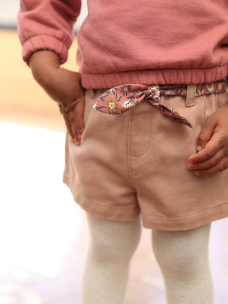 Shorts with Fabric Belt & Elasticated Waistband for Babies BEIGE MEDIUM SOLID WITH DECOR - vertbaudet enfant 