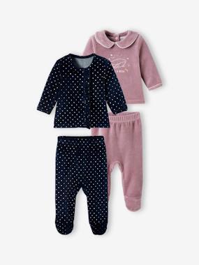 -Pack of 2 Velour Pyjamas for Baby Girls