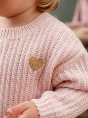 Baby-Jumpers, Cardigans & Sweaters-Knitted Jumper with Golden Heart for Babies