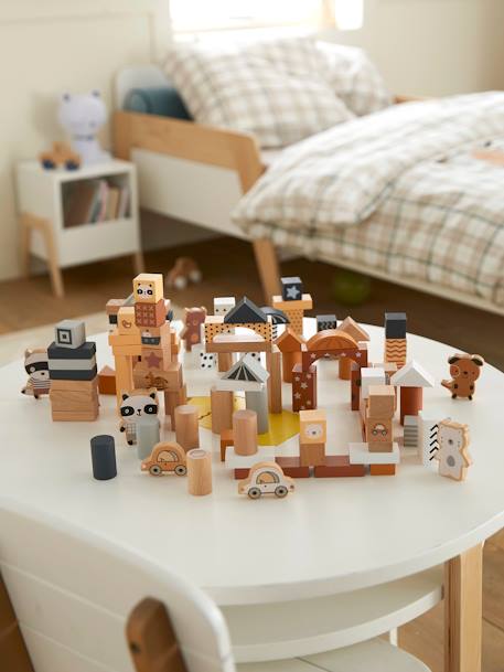 Baril de construction 100 pièces en bois FSC® gris - vertbaudet enfant 