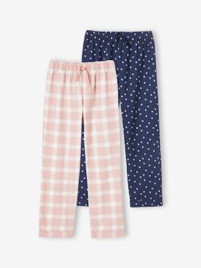 Girls-Pack of 2 Pyjama Bottoms in Flannel for Girls