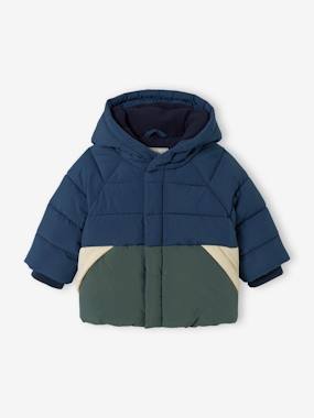 Padded Colourblock Jacket with Hood for Babies  - vertbaudet enfant