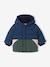 Padded Colourblock Jacket with Hood for Babies BLUE MEDIUM SOLID WITH DESIGN - vertbaudet enfant 