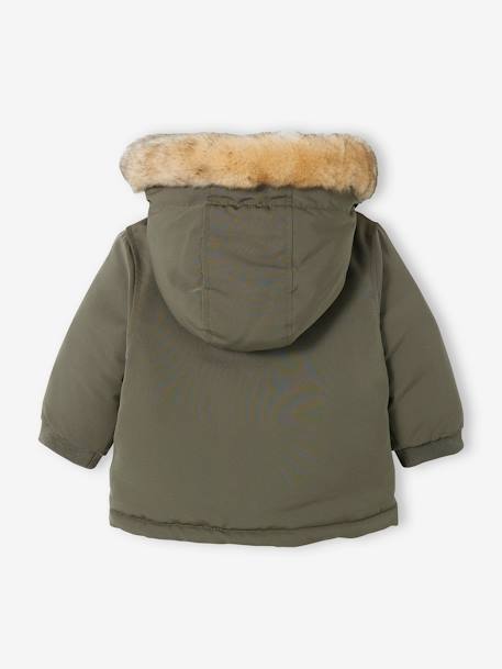 Reversible Parka with Padding in Recycled Polyester, for Babies - green  medium solid with desig, Baby