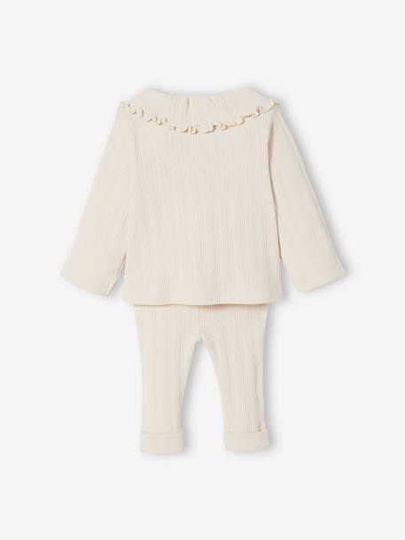 Openwork Top & Trouser Combo for Babies BEIGE LIGHT SOLID - vertbaudet enfant 