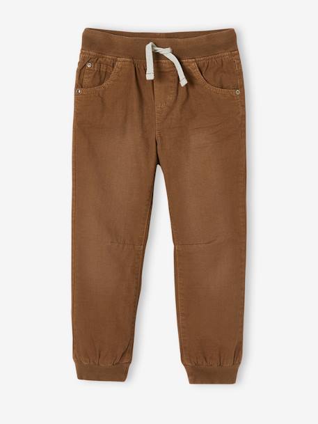 Pull-On Jogger-type Trousers, Polar Fleece Lining, for Boys BEIGE MEDIUM SOLID WITH DECOR - vertbaudet enfant 