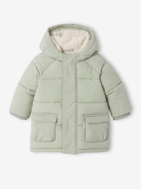 Long Hooded Jacket, Recycled Polyester Padding, for Babies  - vertbaudet enfant